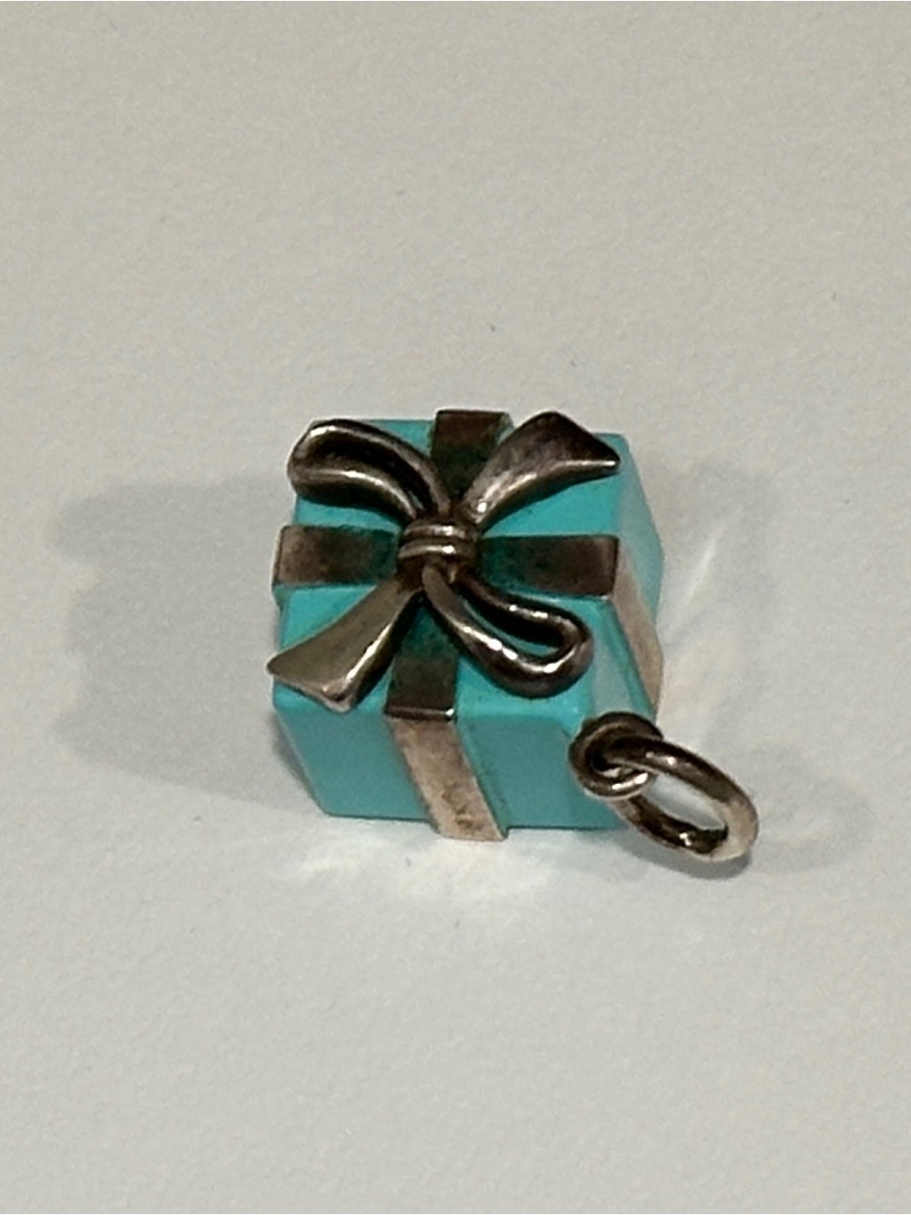 Tiffany & co. Blue box charm sterling silver blue enamel bow box